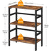 3 Tier Bookshelf, 23.6"L Industrial Bookcase, Record Storage Rack with Side Fence, Wood Storage Shelf with Metal Frame, Rustic Open Display Shelf for Living Room, Bedroom, Rustic Brown BF86CJ01