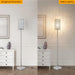 Crystal Floor Lamp, Modern Standing Lamp with Elegant Shade, LED Floor Lamp with On/Off Foot Switch Silver Finish Tall Pole Lamp Accent Lights for Living Room, Girl Bedroom, Dresser, Office (E26 Base)