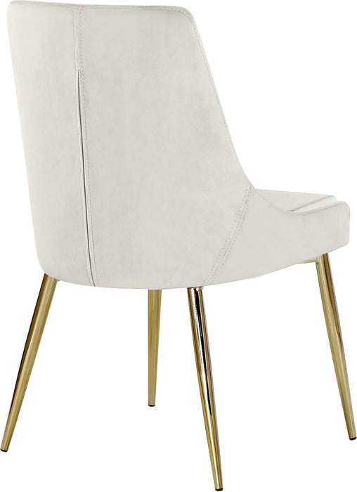 Karina Collection Modern | Contemporary Velvet Upholstered Dining Chair with Sturdy Metal Legs, Set of 2, 19.5" W X 21.5" D X 33.5" H, Cream