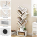 6 Tier Tree Bookshelf, Tall Bookcase with Drawer, Freestanding Book Shelf, Display Floor Standing Storage Shelf, Book Organizer Shelves for Home Office, Living Room, Bedroom, White