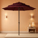 9FT 3-Tier Large Outdoor Patio Umbrella Market Table Umbrella-Uv Resistant,Easy Push Button Tilt and Crank,8 Sturdy Fiberglass Ribs Heavy-Duty Pool Umbrella for Deck,Backyard,Garden,Yard,Brown