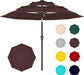 9FT 3-Tier Large Outdoor Patio Umbrella Market Table Umbrella-Uv Resistant,Easy Push Button Tilt and Crank,8 Sturdy Fiberglass Ribs Heavy-Duty Pool Umbrella for Deck,Backyard,Garden,Yard,Brown