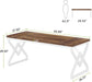 63 Inch Executive Desk, Large Office Desk with Metal Frame, Ergonomic Writing Desk Computer Workstation, Modern Wood Computer Desk for Home Office, Easy Assembly (Brown+White)