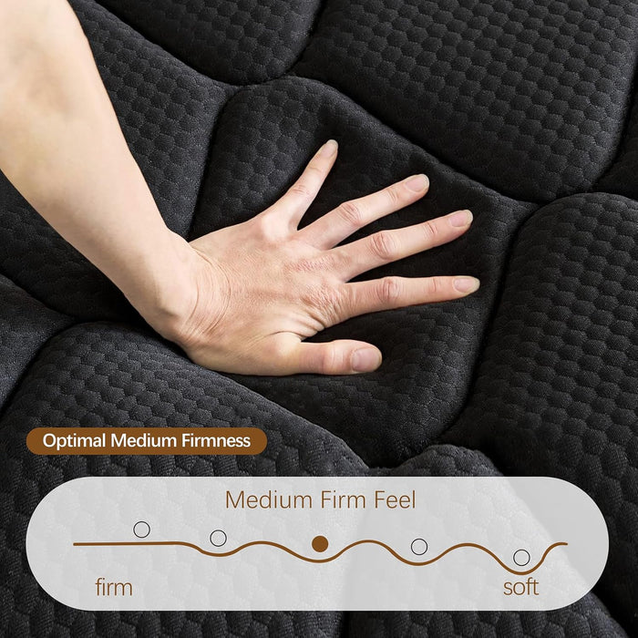 14 Inch King Size Mattress in a Box,Gel Hybrid Memory Foam Individually Wrapped Pocket Springs for Motion Isolation,Pressure Relief,Certipur-Us,Medium Firm-Black