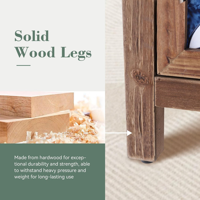 Accent Storage Cabinet with 2 Doors, Wood Distressed Porcelain Front Buffet Sideboard Storage Cabinets Display Cabinet for Living Room Entryway Kitchen, Wood and Blue