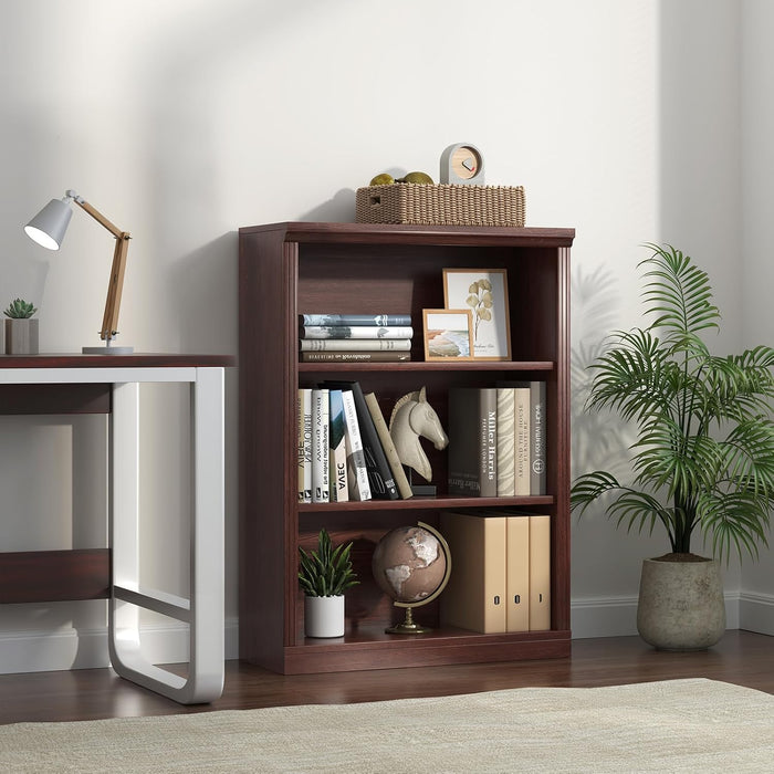 3-Shelf Bookcase, Wood Bookshelves for Living Room, Library, Office