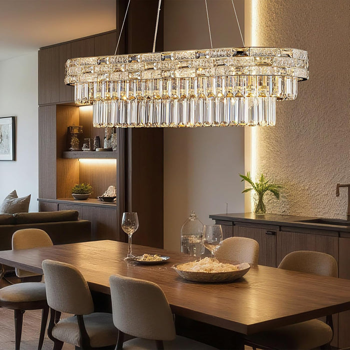 34Inch CrystalChandelier Gold TwelveLights Pendant
