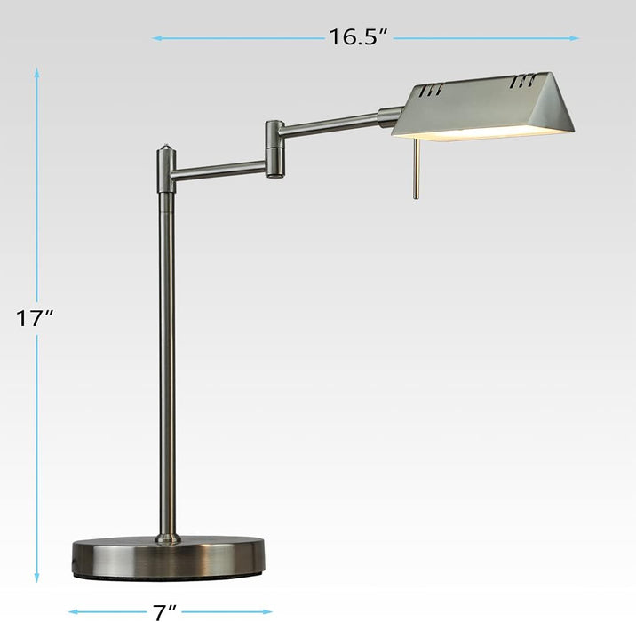 LED Pharmacy Table Lamp Brushed-Nickel Full-Range Dimming