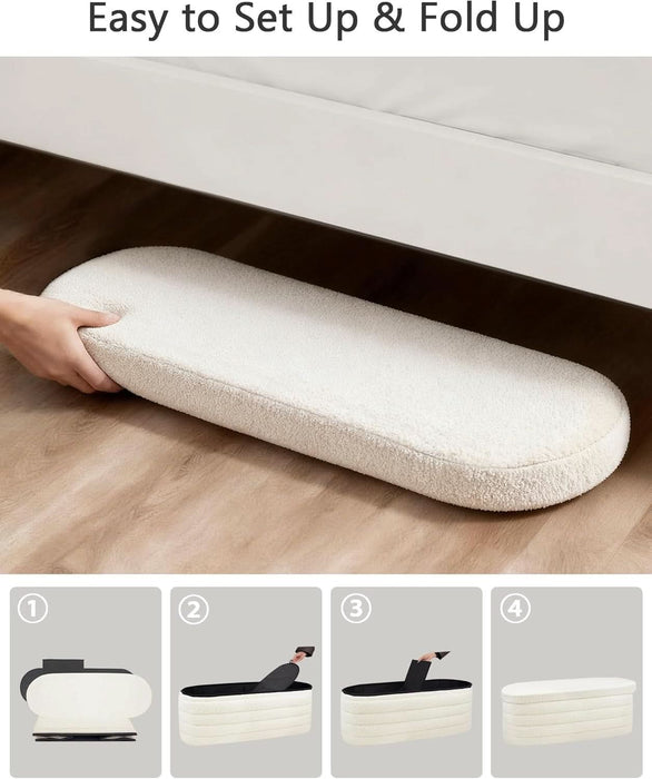 Storage Ottoman Bench, 43 Inch Upholstered Entryway Shoe Seat, End of Bed Stool Blanket Chest for Living Room, Hallway, Sherpa White
