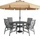 9Ft Scalloped Valance Patio Umbrella, Crank & Tilt, Khaki
