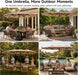 15Ft Patio Umbrella with Base Included, Extra Large Shade Area, Double Sided Rectangle with Crank Handle for Poolside, Garden, Yard, Beige