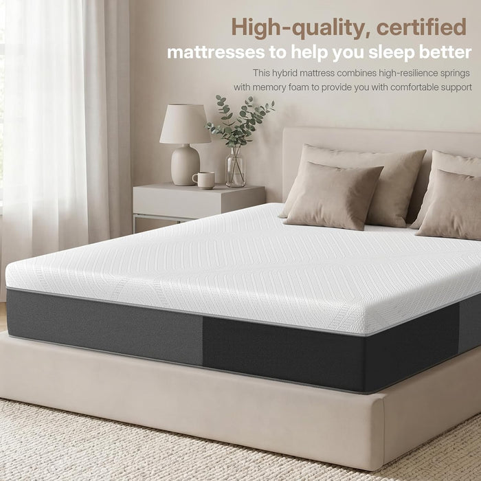 Full 10 Inch Hybrid Mattress in a Box, Medium-Firm, Memory Foam with Individually Pocketed Coils, Zoned Support, Motion Isolation, Certipur-Us Certified