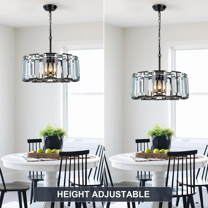 TwentyInch Modern Luxe OnyxBlack Crystal Chandelier FiveLight