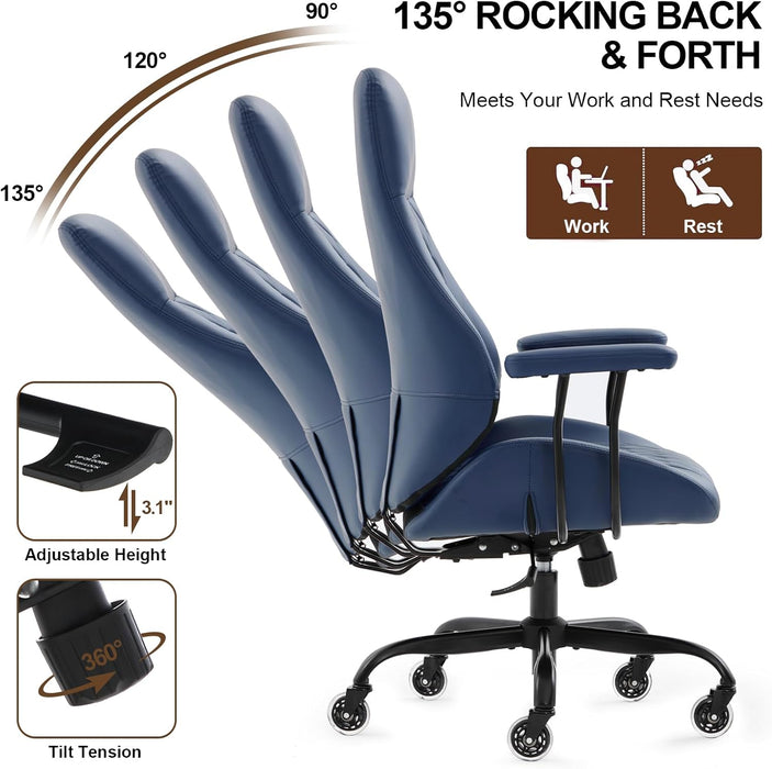Blue Ergonomic Executive Chair With Lumbar Support