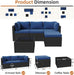 Patio Furniture Set 5-Piece, Outdoor Sectional Sofas with Washable Cushion, Wicker Rattan Patio Conversation Sets for Backyard Porch and Poolside, Navy