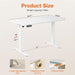 Electric Standing Desk Adjustable Height, 40X24 Inch Sit Stand up Home Office Desks Computer Workstation PC Work Table with 3 Memory Preset Splice Wood Board Metal Frame, White