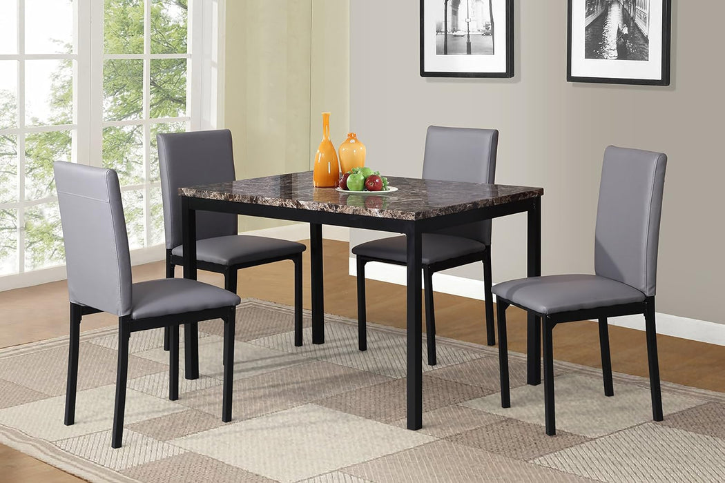 Noyes Faux Leather Metal Frame Dining Chair, Gray