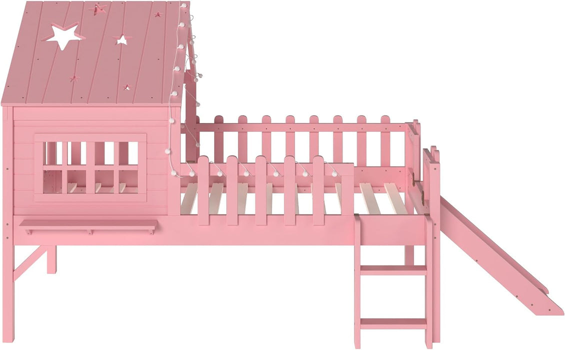 Pink Twin Loft Bed With PremiumLEDLighting Modules
