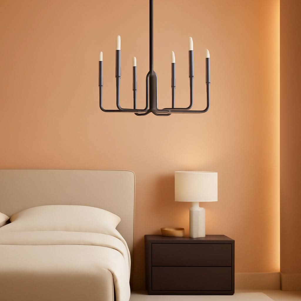 ALOA DECOR 54 In. 6-Light Modern Farmhouse Linear Kitchen Island Chandelier Industrial Candlestick Cage Chandelier In Matte Gold H7192D137AGL04A