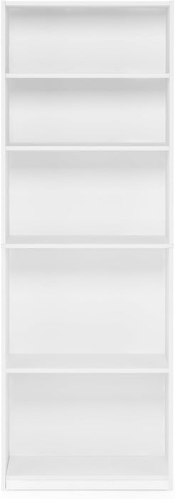 JAYA Book Shelf, 5-Tier Bookshelf, Bookcase with Adjustable Shelves, 9.5 X 24.5 X 71.2, for Organization and Storage, for Living Room, Bedroom, Home Office, White