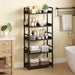Black Five Tier Bookshelf With Hooks IndustrialWood