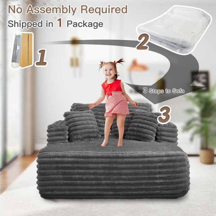 56Inch Grey UltraDeluxe Chaise Lounge Chair Cushioned