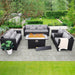 5 Pcs Outdoor Furniture Sets Patio Furniture Set with 45" Fire Pit Patio Couch Outdoor Chairs 60000 BTU Steel Propane Fire Pit Table No-Slip Cushions and Waterproof Covers, Light Grey