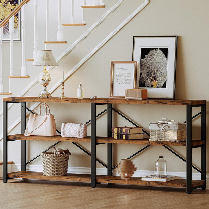 Console Table, 3-Tier 70.8 in Entryway Table, Vintage Brown