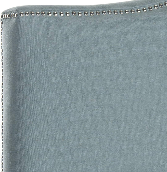 Jeneve Sky Blue Upholstered Camelback Headboard - Silver Nailhead (Full)