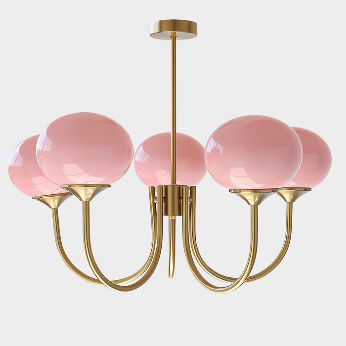 Luxurious Pink Glass 5-Light Pendant Ceiling Light