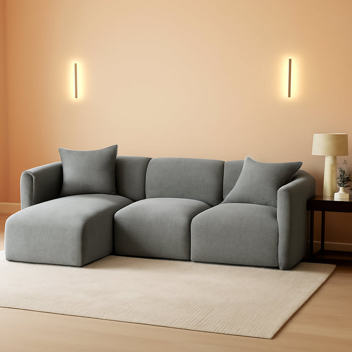 Luxury L-Shaped Upholstery Convertible Modular Sectional Sofa, Contemporary Reversible Couch with Chaise Lounge for Living Room, Apartment, Linen-Like Grey