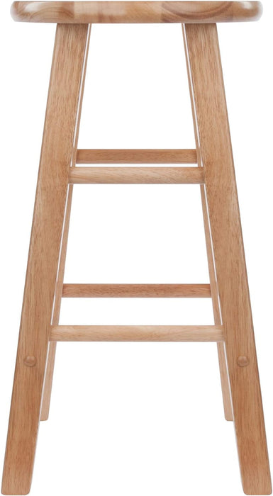 Element 2-Piece 24In Counter Stool Set, Natural Finish, Solid Wood, Modern Design