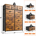 Tall Dressers for Bedroom with Drawer, Dressers for Bedroom, Fabric Dressers & Chests of Drawers for Living Room, Wooden Top, Sturdy Metal Frame, Rustic Brown, 11.8" D X 37" W X 52" H