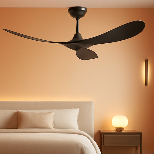 Black Outdoor Ceiling Fan Featuring Remote Control