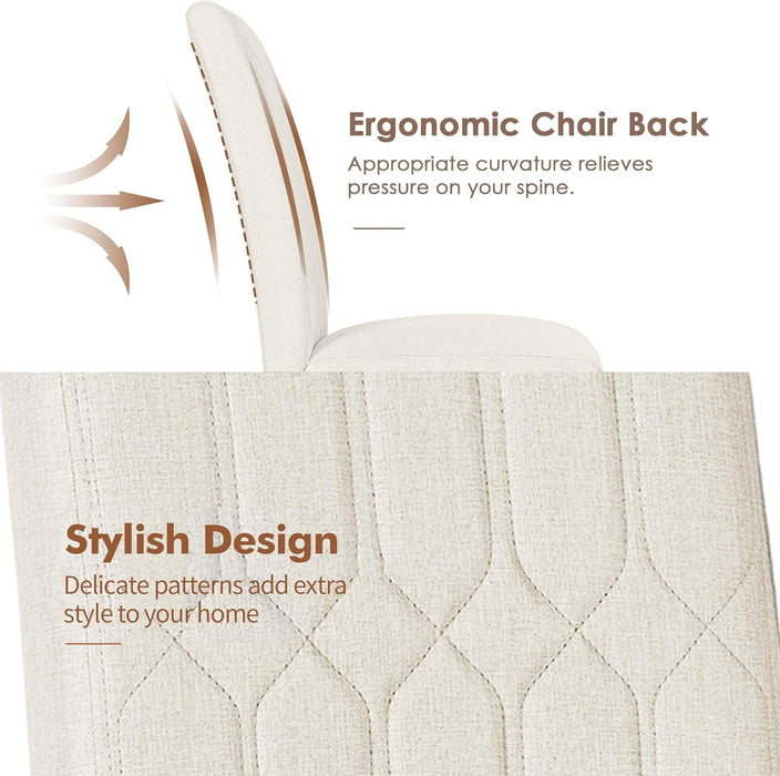 Upholstered Dining Chairs Set of 4, Modern Accent Parsons with Comfort Seat, Solid Wood Legs W/Rubber Footpads, for Living Room Kitchen, Beige