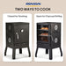 2-In-1 Outdoor Smoker with Door, Vertical Portable Charcoal Grill with Two Detachable Grill Smoking Racks and Charcoal Pan, Perfect for Camping Barbecue, Small Families, Black