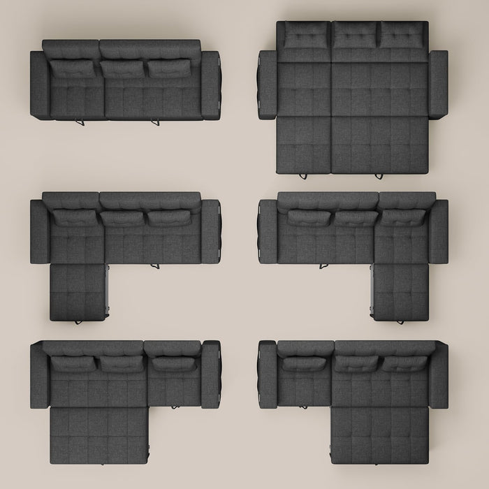 87 Inch Convertible Sofa Bed With AdjustableBackrest