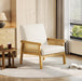 Beige Rattan Accent Chair With Upholstered Backrest