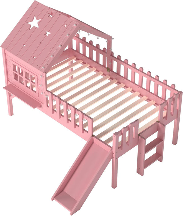 Pink Twin Loft Bed With PremiumLEDLighting Modules