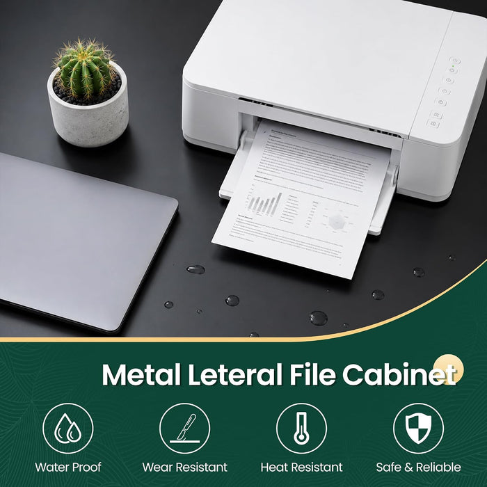 4 Drawer Lateral File Cabinet, Metal Filing Cabinet for Home Office, Black