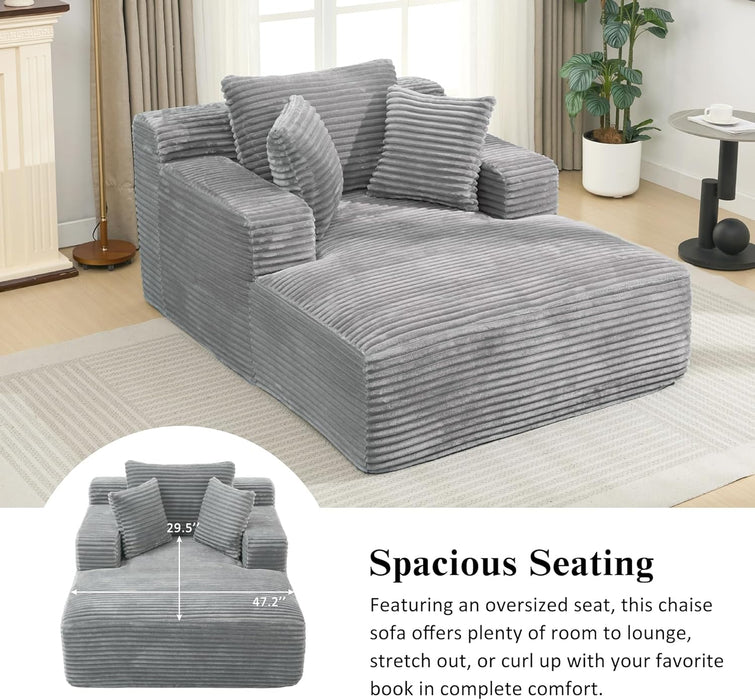 Oversized Chaise Lounge With Deepseat Corduroy Upholstery