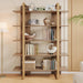 Five Tiered Bookshelf Metal Frame Beige Oakwoodfinish