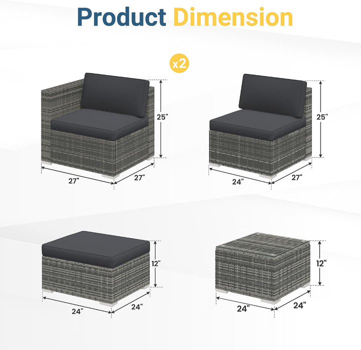 Outdoor Patio Furniture Set, All Weather Patio Sectional Sofa