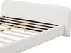 King Size Thick Bouce Fabric Upholstered Platform Bed with Curved Shaped Headboard, Wood Bed Frame for Kids Teens Adults, White