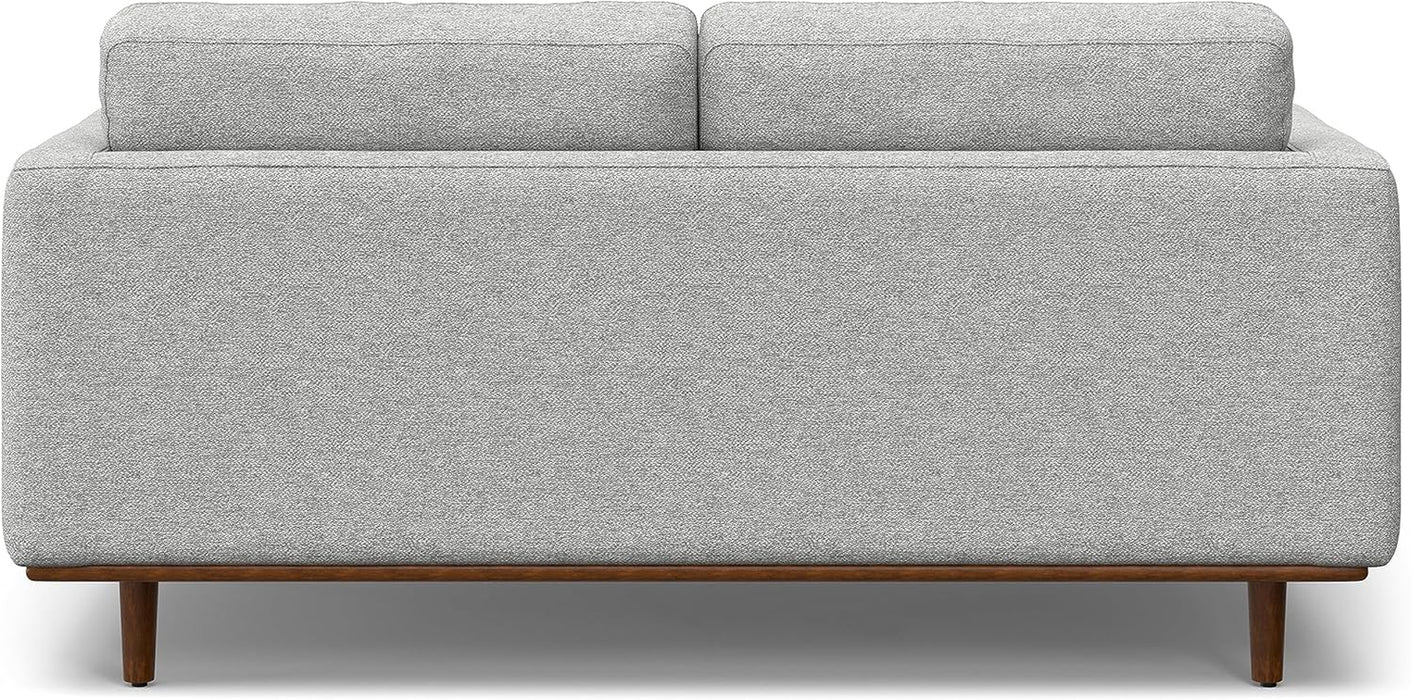 Morrison Mid-Century Modern 72 Inch Wide Sofa with Ottoman Set in Mist Grey Woven-Blend Fabric for the Living Room and Family Room