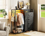 Black All-In-One Dresser With Clothes Rack Storage