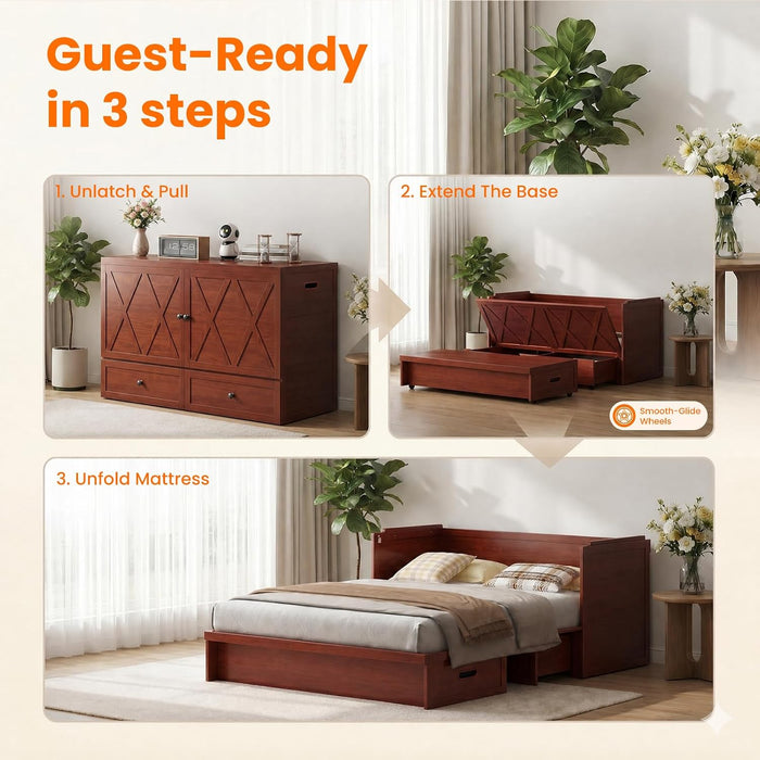 DeepMaroonShade Queen Murphy Bed Easy Assembly System