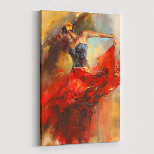 Dancing Lady Oil Paintings on Canvas Framed Wall Artwork for Living Room Bedroom Home Decorations Wall Decor Red Girl Dancer Artwork Ready to Hang (Dancing Lady A, 16" L X 12" W)
