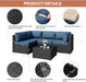 Patio Furniture Sets, 5-Piece Outdoor Patio Furniture with Thick Cushions, Wicker Outdoor Conversation Set Sectional Sofa for Backyard, Poolside, Garden, Aegean Blue