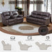 2 Pieces Leather Recliner Sofa Set，Recliner Sofa and Loveseat Sets for Living Room Furniture，Brown Reclining Couch with 4 Recliners for Living Room/Office/Theater Seating(Sofa Set 2 Pieces)